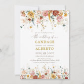 Elegant Boho Garden Flowers Botanical Wedding Invi Kaart (Voorkant)