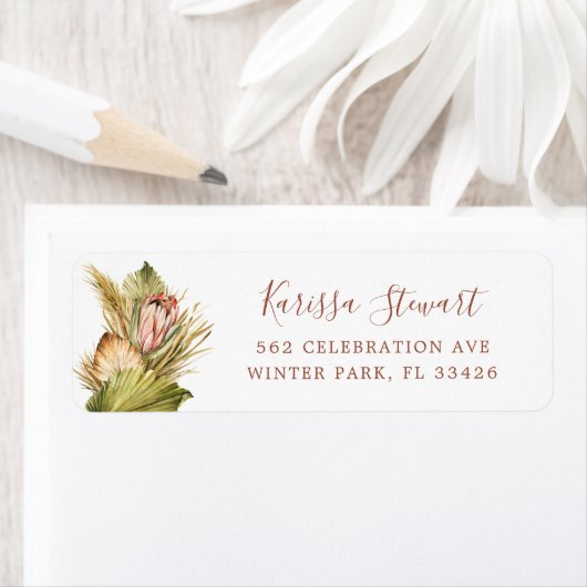 Elegant Boho gedroogd botanische kruidenhuwelijk Etiket (Insitu)