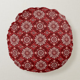 Elegant Boho geometrisch bloemenpatroon Rond Kussen