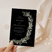 Elegant Boho Gold Foil Waterverf Groen Bruiloft Folie Uitnodiging