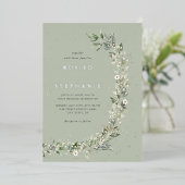 Elegant Boho Gold Foil Waterverf Groen Bruiloft Folie Uitnodiging (Staand Voorkant)