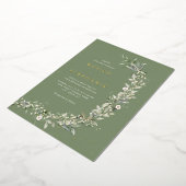 Elegant Boho Gold Foil Waterverf Groen Bruiloft Folie Uitnodiging (Gedraaid)