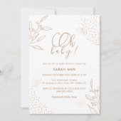 Elegant Boho Gold Leaves Vlinder Baby shower Kaart (Voorkant)