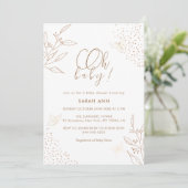 Elegant Boho Gold Leaves Vlinder Baby shower Kaart (Staand voorkant)