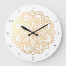 Elegant Boho Gold Mandala wandklok