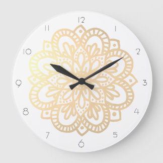 Elegant Boho Gold Mandala wandklok