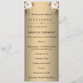 Elegant Boho Golden Floral bruiloft programma Programmakaart (Voorkant)