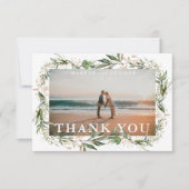 Elegant Boho Golden Sage Eucalyptus Greenery Foto Bedankkaart (Voorkant)
