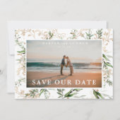 Elegant Boho Golden Sage Eucalyptus Greenery Foto Save The Date (Voorkant)