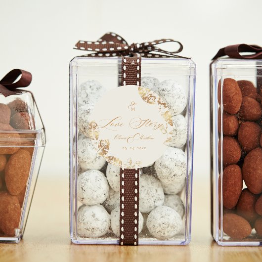 Elegant Boho | Gouden herfstbruiloft Ronde Sticker