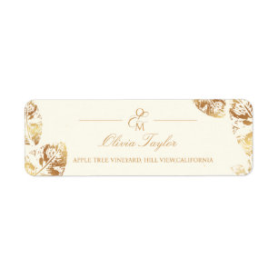 Elegant Boho   Gouden herfstbruiloftsadres Etiket