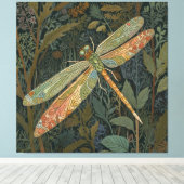 Elegant boho green dragonfly canvas afdruk (Insitu (Houten vloer))