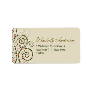 Elegant Boho Green Spirals Wedding Adresetiketten Etiket