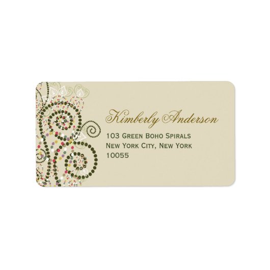 Elegant Boho Green Spirals Wedding Adresetiketten Etiket (Voorkant)