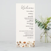 Elegant Boho Green Wildflower huwelijksprogramma K Kaart (Staand voorkant)