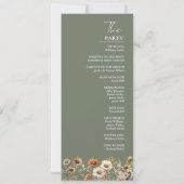 Elegant Boho Green Wildflower huwelijksprogramma K Kaart (Achterkant)