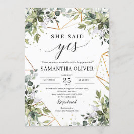 Elegant Boho greenergy and gold lijsten Ze zei ja Kaart