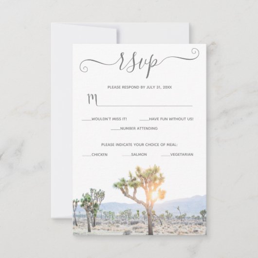 Elegant Boho Greenery Custom Joshua Tree Wedding RSVP Kaartje (Voorkant)