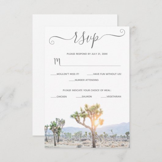 Elegant Boho Greenery Custom Joshua Tree Wedding RSVP Kaartje (Voorkant / Achterkant)