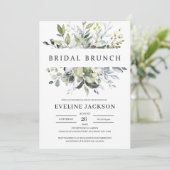 Elegant boho greenery foliage bridal brunch kaart (Staand voorkant)