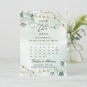 Elegant Boho Greenery Foliage Gold Geometric Save The Date (Staand voorkant)