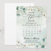 Elegant Boho Greenery Foliage Gold Geometric Save The Date (Voorkant / Achterkant)