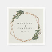 Elegant Boho Greenery Gold Geometric Wedding Servet (Voorkant)