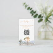 Elegant Boho Greenery Joshua Tree QR Code Weddensc Informatiekaartje (Staand voorkant)