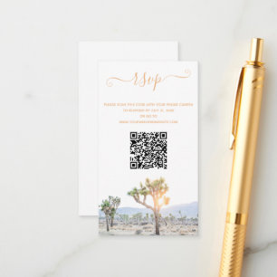 Elegant Boho Greenery Joshua Tree QR Code Weddensc Informatiekaartje