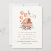 Elegant Boho Greenery wandelwagenballon Baby showe Kaart (Voorkant)