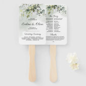 Elegant boho groen gebladerte eucalyptus diner handwaaier (Voorkant en achterkant)