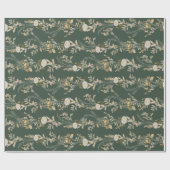Elegant Boho Groen Goud Bloemen Cadeaupapier (Vlak)