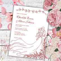Elegant Boho Hand Getekend Stel Burgundy Trouwen