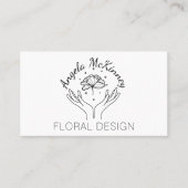 Elegant Boho Hands & Flower Florist Logo Visitekaartje (Voorkant)