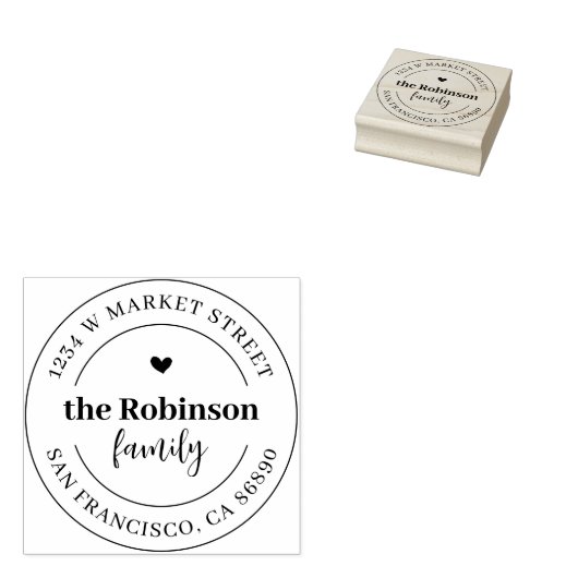 Elegant Boho hart ronde familie retour adres Rubberstempel (Gestempeld)
