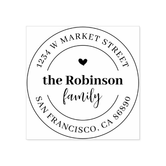 Elegant Boho hart ronde familie retour adres Rubberstempel (Afrduk)
