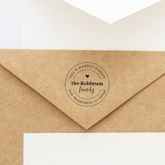 Elegant Boho hart ronde familie retour adres Rubberstempel