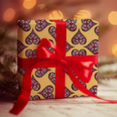 Elegant Boho Heart Pattern Decorative Yellow Craft Cadeaupapier