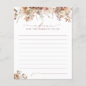 Elegant Boho Herfst Floral Baby shower Advice Kaar (Voorkant)
