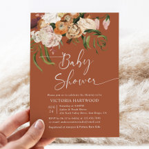 Elegant Boho Herfst Florals Terracotta Baby shower