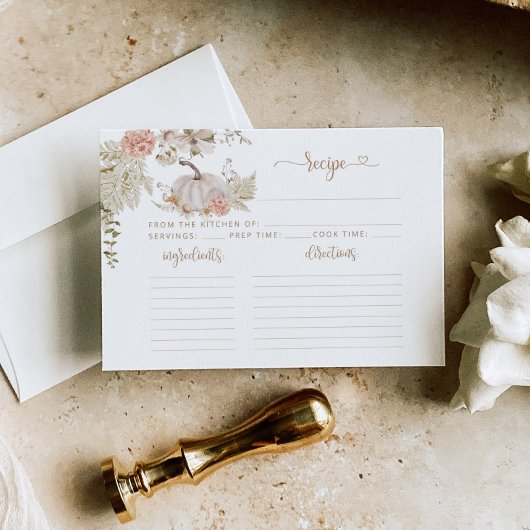 Elegant Boho herfst pomkin bridal Recipcard