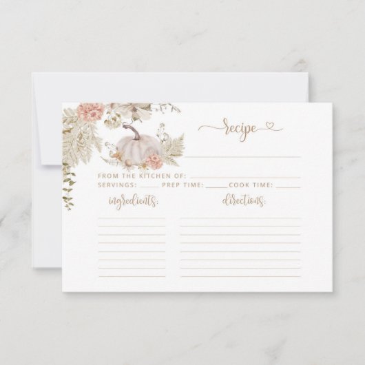 Elegant Boho herfst pomkin bridal Recipcard (Voorkant)