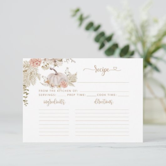 Elegant Boho herfst pomkin bridal Recipcard (Staand voorkant)