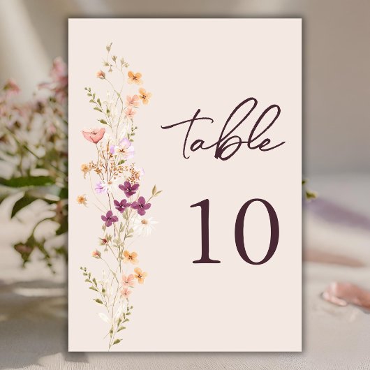 Elegant Boho Herfst Wildflower Tafelnummer