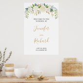 Elegant boho iory floral gold Welkom Poster (Keuken)