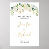 Elegant boho iory floral gold Welkom Poster (Voorkant)