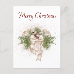 Elegant Boho Ivory Green Waterverf Kerstmis Briefkaart