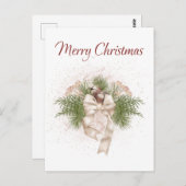 Elegant Boho Ivory Green Waterverf Kerstmis Briefkaart (Voorkant / Achterkant)