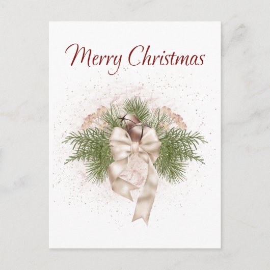 Elegant Boho Ivory Green Waterverf Kerstmis Briefkaart (Voorkant)