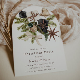 Elegant Boho Kerst Bedrijfsfeest Kaart